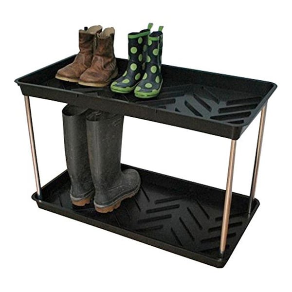 Patioplus Tierra Garden Black 2-Tier Boot Tray PA591562 - main